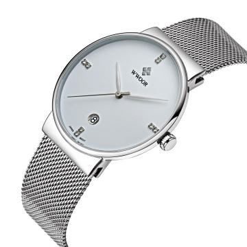 WWOOR 8018 Stainless Steel Gold Watch Luxury Men Quartz Date Watches Thin Waterproof Wristwatches Relogio Masculino Hot Sale